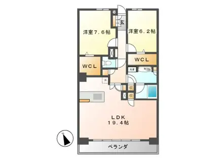 ロイヤルパークス千種(2LDK/11階)の間取り写真