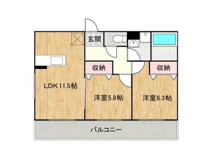 クローリス(2LDK/3階)の間取り写真