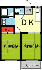 桃源台ハイツ(2DK/2階)の間取り写真