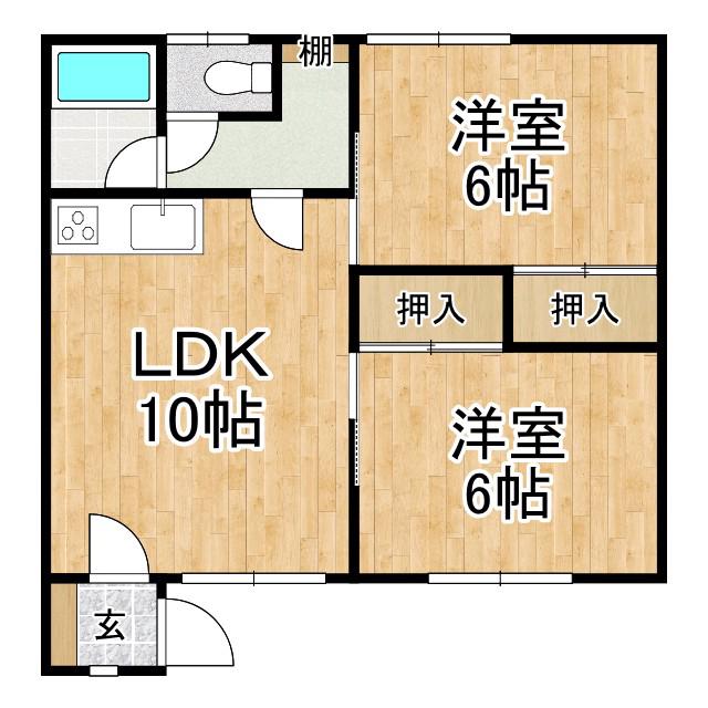 松本マンション(2LDK/2階)の間取り写真
