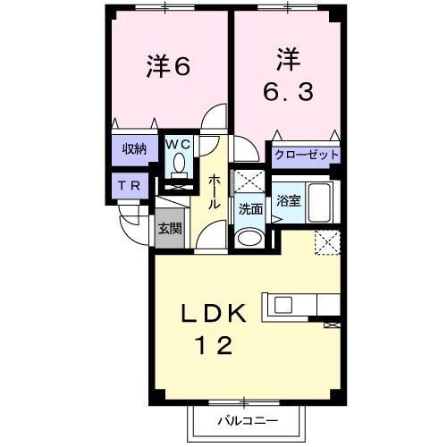 エアリー・サン(2LDK/2階)の間取り写真