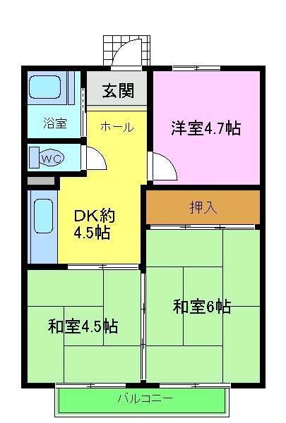 小田第一マンション(3DK/2階)の間取り写真