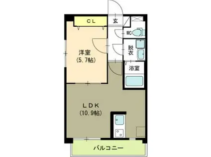 レンテ美咲(1LDK/5階)の間取り写真