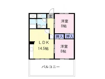 ディアホームズ志とも(2LDK/3階)の間取り写真