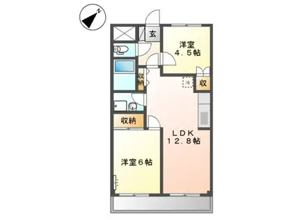 グレース春日(2LDK/1階)の間取り写真