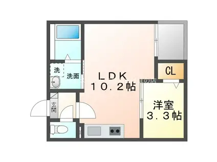 JACK FUNAMACHI I(1LDK/1階)の間取り写真