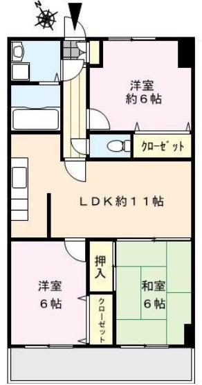レジデンス高屋敷(3LDK/3階)の間取り写真