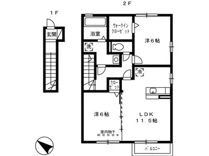 コウジィーコートK(2LDK/2階)の間取り写真