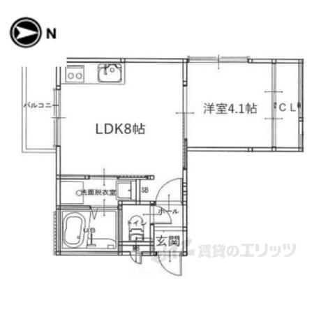 プライベートレジデンス百万遍(1LDK/1階)の間取り写真