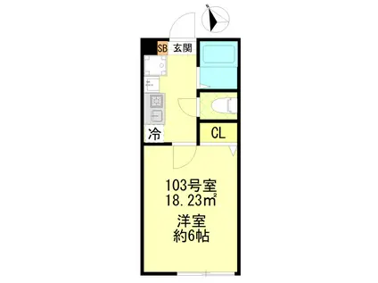 ガーデン一之江(1K/1階)の間取り写真