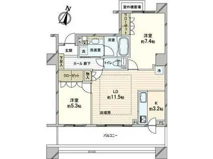 パークホームズ大通公園南(2LDK/9階)の間取り写真