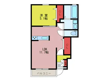 SYO-EI(1LDK/1階)の間取り写真