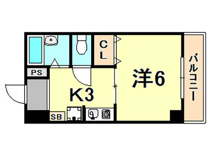 ラ・エソール(1K/3階)の間取り写真