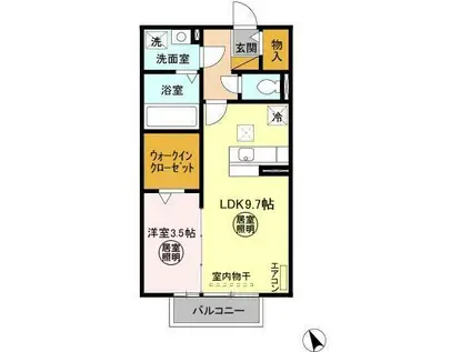 トワ・エ・モアI(1LDK/1階)の間取り写真