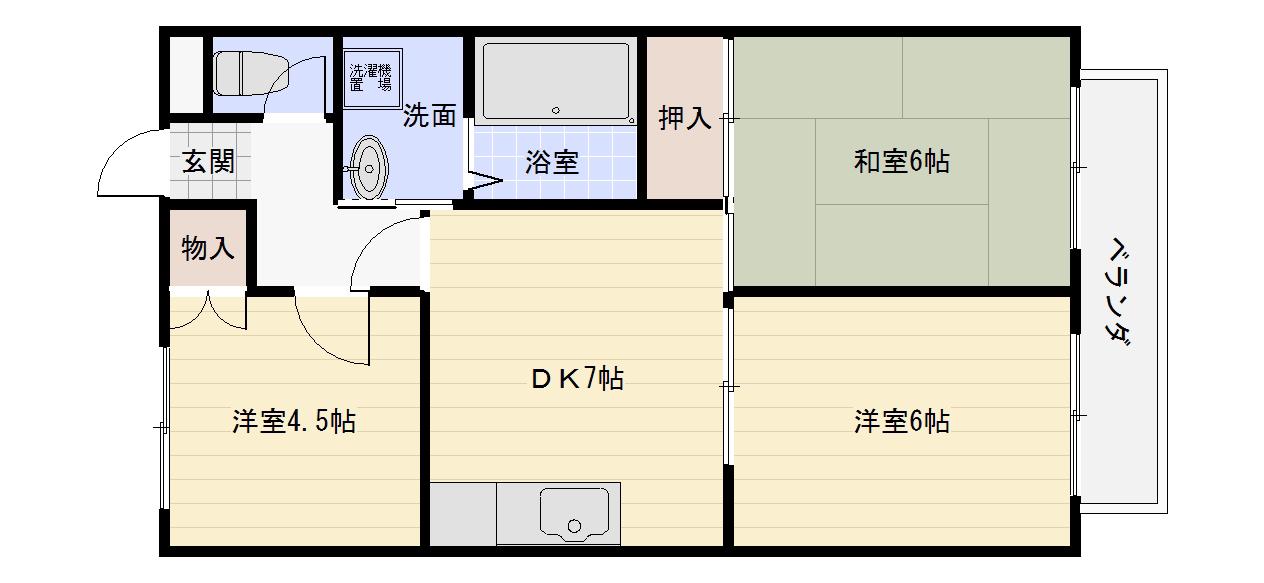 ハイツエバーグリーン(3DK/2階)の間取り写真