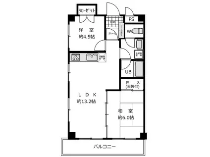 トーア立石(2LDK/6階)の間取り写真
