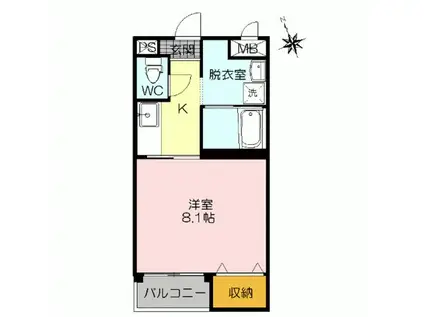 三記マンション内町(1K/1階)の間取り写真