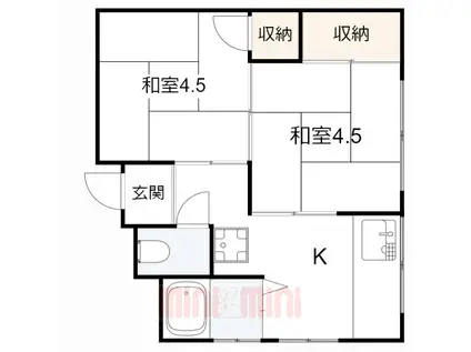 腕塚アパート(2K/2階)の間取り写真