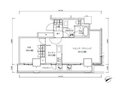 パークキューブ愛宕山タワー(1LDK/21階)の間取り写真