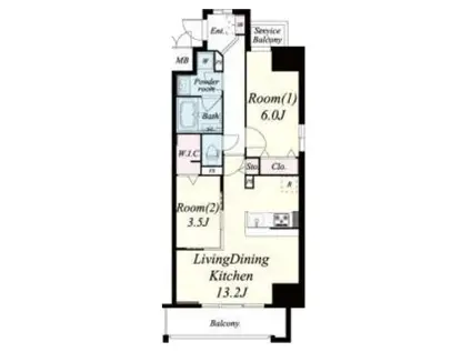 サンセール海老江(2LDK/2階)の間取り写真