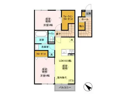 LITUS II(2LDK/2階)の間取り写真