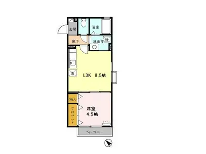 ＪＲ鹿児島本線 小倉駅(福岡) 徒歩20分 2階建 築20年(1LDK/2階)の間取り写真