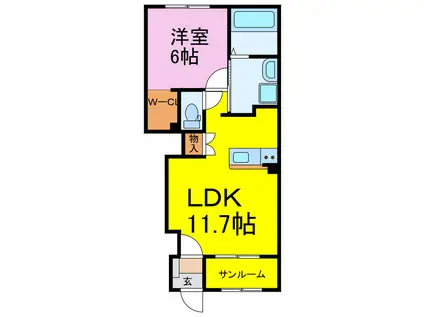ロンサール羽生(1LDK/1階)の間取り写真
