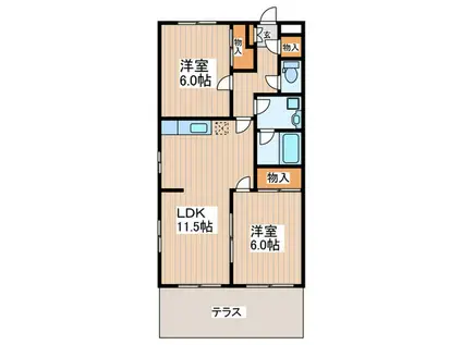 プランド-ル欅(2LDK/1階)の間取り写真