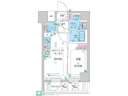 GENOVIA鐘ヶ淵(1DK/7階)の間取り写真