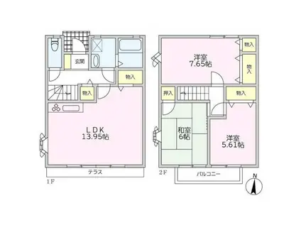 ヒルズつくし野3(3LDK/1階)の間取り写真