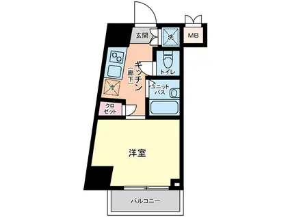 ルーブル白金高輪(1K/2階)の間取り写真