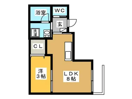 C・R AGATA(1LDK/1階)の間取り写真