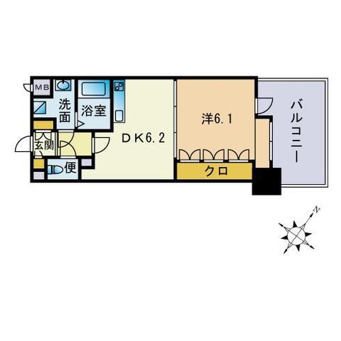 サムティ天神南(1DK/5階)の間取り写真