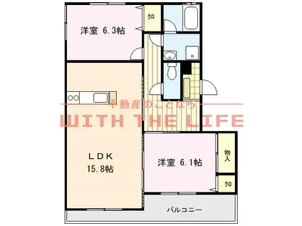 グローイングコート(2LDK/1階)の間取り写真