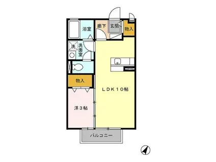 レセンテK(1LDK/2階)の間取り写真