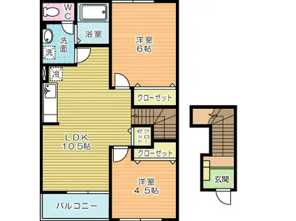 オードピュールI(2LDK/2階)の間取り写真