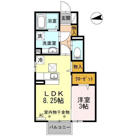 プランドール(1LDK/1階)の間取り写真