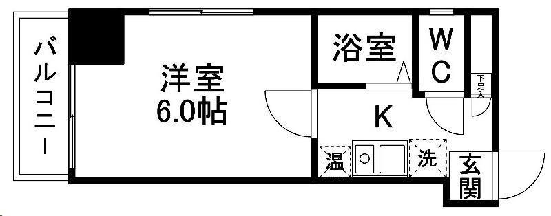 SAKO仙台東(1K/6階)の間取り写真