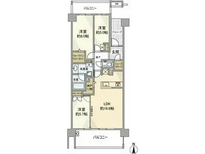 グランドメゾン汐路(3LDK/5階)の間取り写真