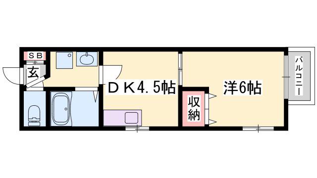 アーバンコスモ(1DK/1階)の間取り写真