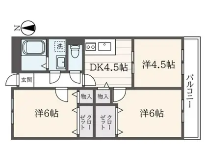 リバーストーンB(3DK/1階)の間取り写真