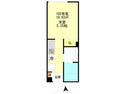 CFジオーレ西小岩五丁目(1K/1階)の間取り写真