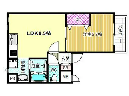 エムズコート(1LDK/1階)の間取り写真