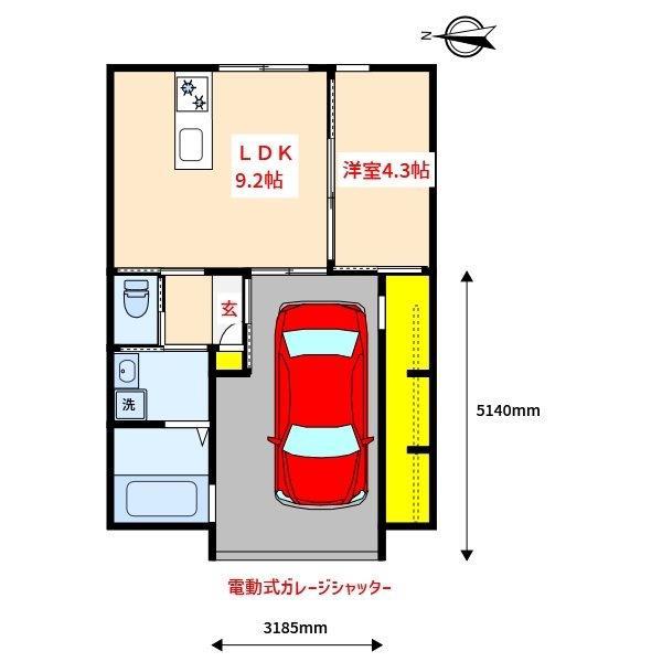 YOUNEXT GARAGE A(1SLDK/1階)の間取り写真