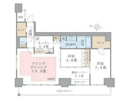 BRILLIA IST 東雲キャナルコート(2LDK/6階)の間取り写真