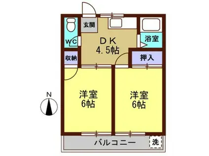 コーポウエスト(2K/2階)の間取り写真