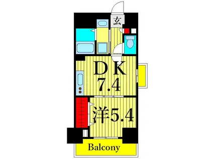 ソレアード ゼン(1DK/2階)の間取り写真