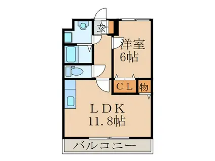 行橋パ-クマンションI(1LDK/4階)の間取り写真