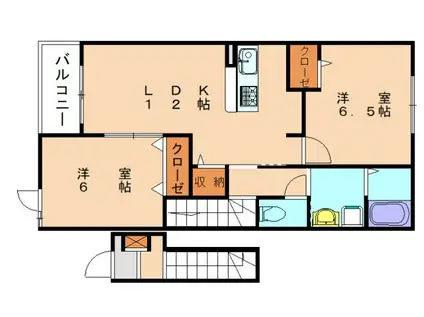 ウイング宗像B(2LDK/2階)の間取り写真