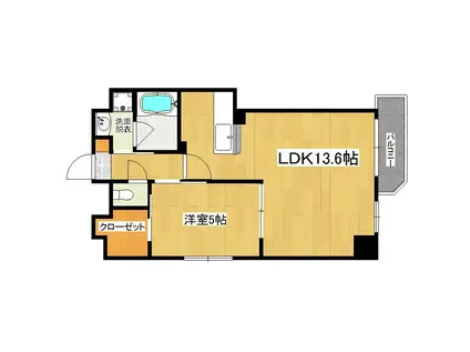 プラウド加治屋21(1LDK/4階)の間取り写真